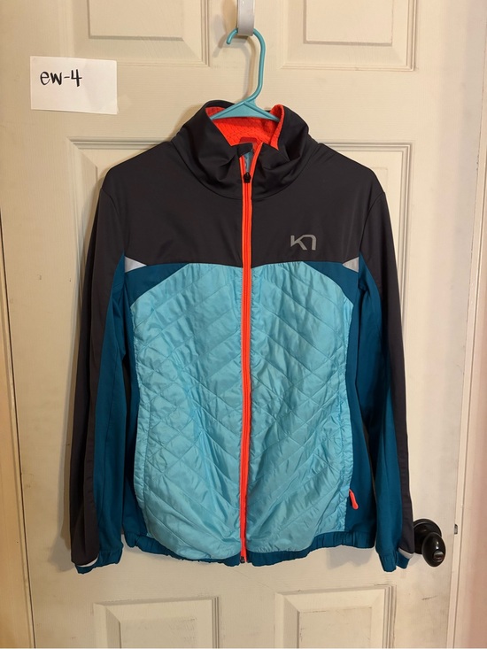 Kari Traa Jackets & Blazers - Kari Traa Teal, Light Blue & Orange Girls' Quilted Puffer Jacket